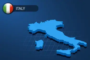 Mappa dell’Italia con punti evidenziati per localizzare le principali web agency italiane